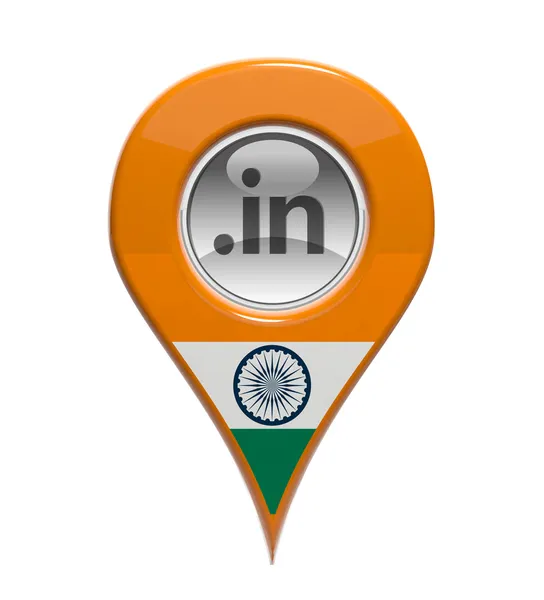 3D pin domain marker with Indian flag isolated — Stock Photo, Image