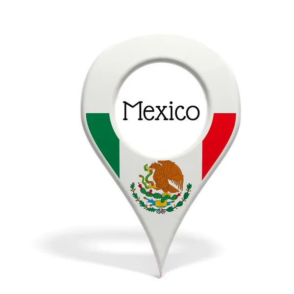 3D pinpoint met vlag van mexico geïsoleerd op wit — Stockfoto