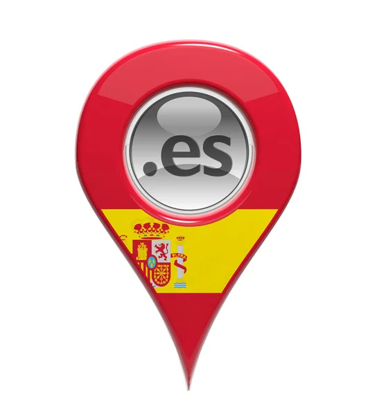 Marcatore di dominio pin 3D con bandiera spagnola isolata — Foto Stock