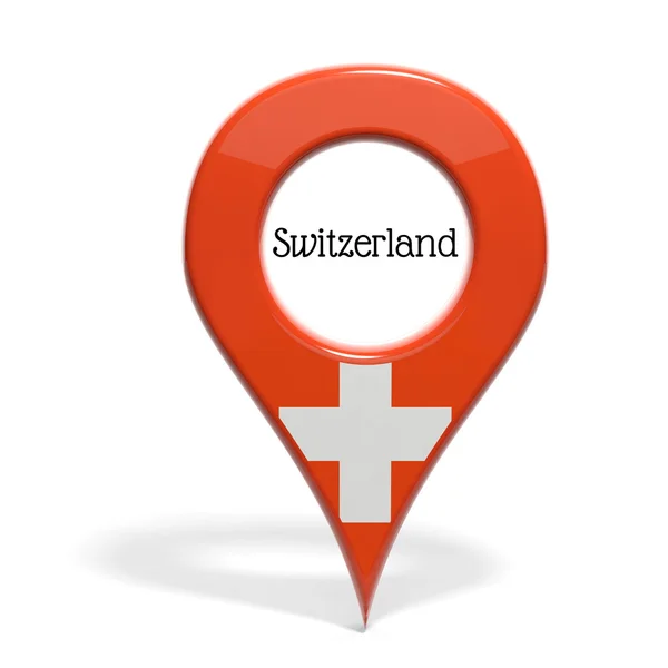 Señal 3D con bandera de Suiza aislada en blanco —  Fotos de Stock