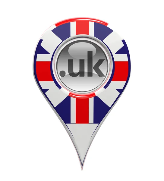 3D pin domæne markør med Storbritannien flag isoleret - Stock-foto