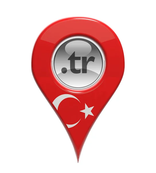 3d pin domain marker mit türkischer Flagge isoliert — Stockfoto