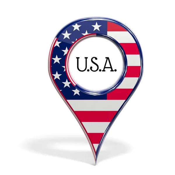 3D pinpoint with flag of United States isolated — Stock Photo, Image