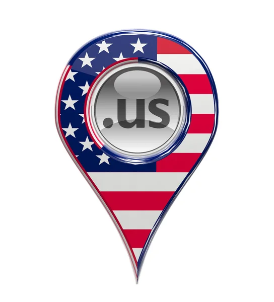 Marcador de domínio de pino 3D com bandeira americana isolada — Fotografia de Stock