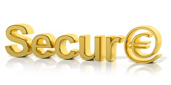 3D golden secure text and money online symbol isolated — Stock Photo, Image