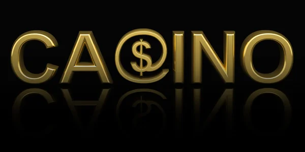 Casino van tekst met online geldsymbool geïsoleerd op zwart — Stockfoto