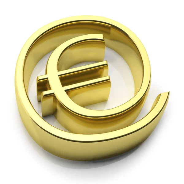 3D gold money online symbol isolated on white — Stock Photo, Image