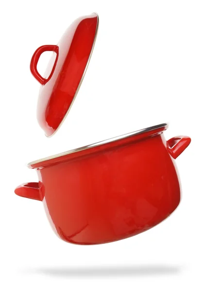 Red cooking pot isolated on white background — Stock Photo, Image