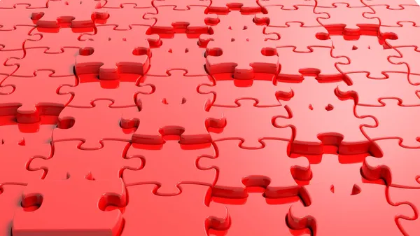 3D leere rote Puzzle Hintergrund — Stockfoto