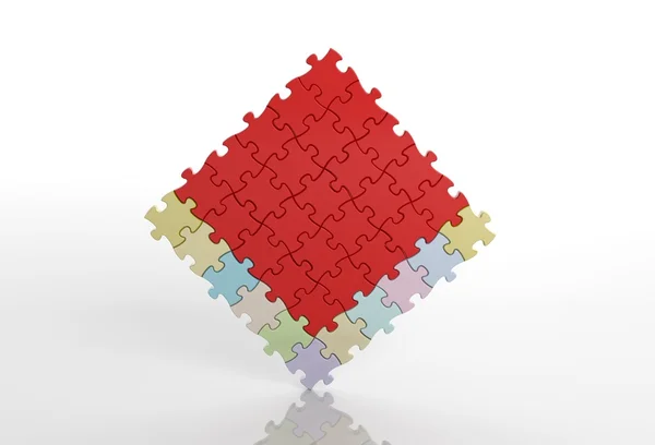 正方形解決白で隔離されるジグソー パズルのテンプレート — ストック写真