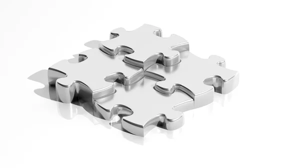 Silver jigsaw puzzle pieces isolated on white background — Stock Photo, Image