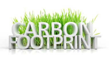 Green grass with Carbon footprint 3D text isolated clipart