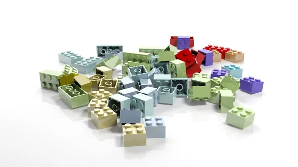 Pilha de blocos de lego isolados sobre fundo branco — Fotografia de Stock