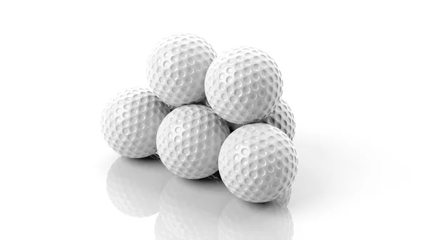 Golf ball in stack isolated on white — Stock Photo, Image