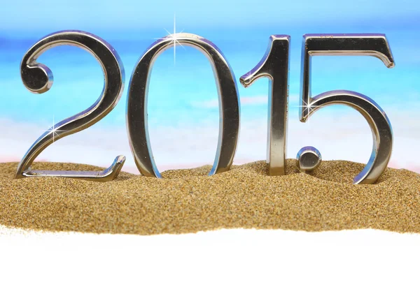 Año 2015 números en la playa —  Fotos de Stock