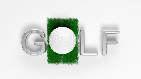 3D "Golf" text with ball for "O" isolated — Stock Photo, Image