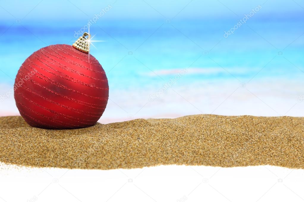 Christmas ball on the beach