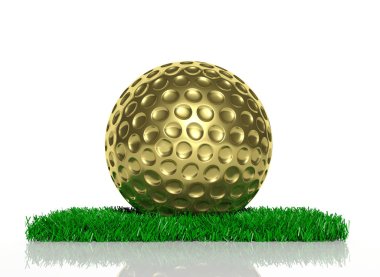 yeşil çim yama üzerinde altın golf topu 