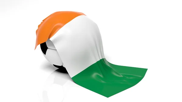 Classic soccer ball with flag of Ivory Coast — Stock Photo, Image