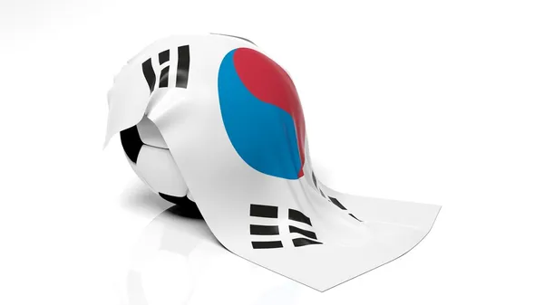Classic soccer ball with flag of South Korea — Stock Photo, Image