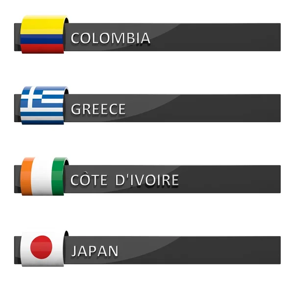 Groupe de tableaux de scores vides Colombie, Grèce, Côte d'Ivoire, Japon — Photo