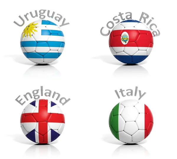 Grupo de pelotas Uruguay, Costa Rica, Inglaterra, Italia aislado — Foto de Stock