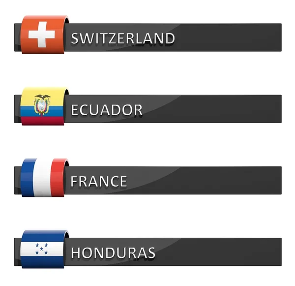 Grupo de tabelas de pontuação vazias Suíça, Equador, França, Honduras — Fotografia de Stock