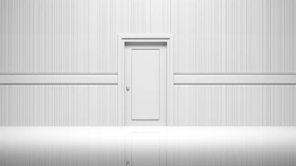 Quarto vazio 3D, paredes, uma porta e chão — Fotografia de Stock