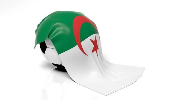Classic soccer ball with flag of Algeria on it. — Stock Photo, Image