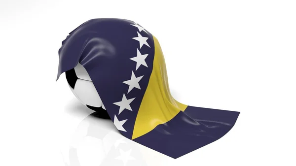 Classic soccer ball with flag of Bosnia and Herzegovina — Stock Photo, Image