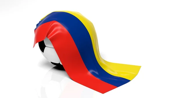 Bola de fútbol clásica con bandera de Colombia . — Foto de Stock