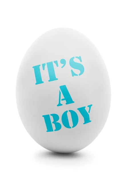 To jest tekst chłopiec na białe jajko na białym tle — Zdjęcie stockowe