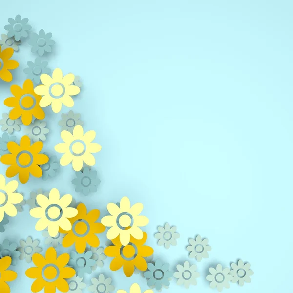 Hellblauer Pastellhintergrund mit Blumen und Kopierraum — Stockfoto