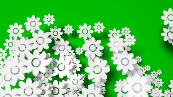 Abundant white flowers on green background — Stock Photo, Image