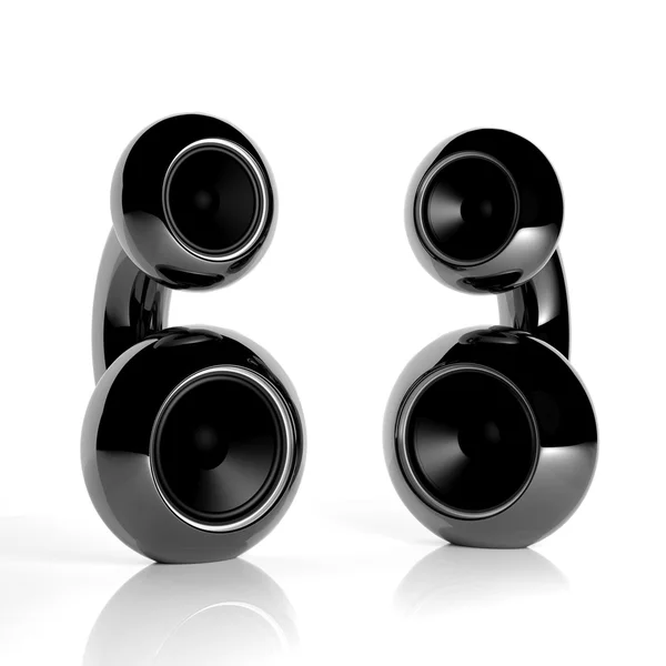 Dwa głośniki komputerowe czarno na białym tle — Zdjęcie stockowe