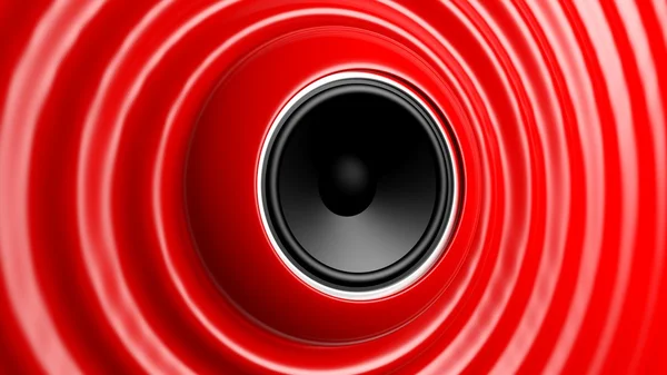 Speaker with red abstract capillary wave — Stock Photo, Image