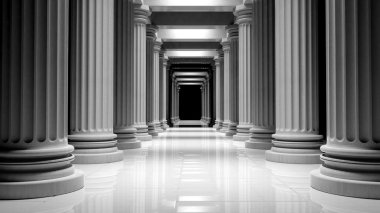White marble pillars in a row inside a building  clipart