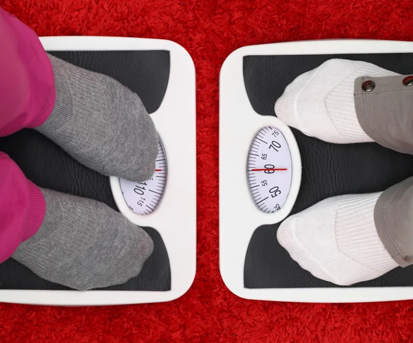 Females feet on bathroom scales — Stock Photo, Image