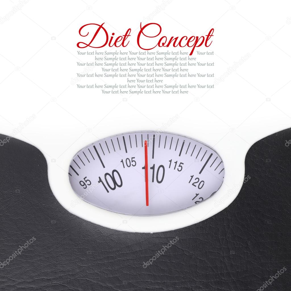 Close up of bathroom scale on white background