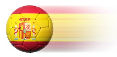 Futbol topu hareket izole İspanyol bayrağı ile 