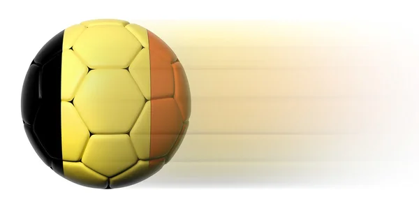 Pallone da calcio con bandiera belga in movimento isolato — Foto Stock
