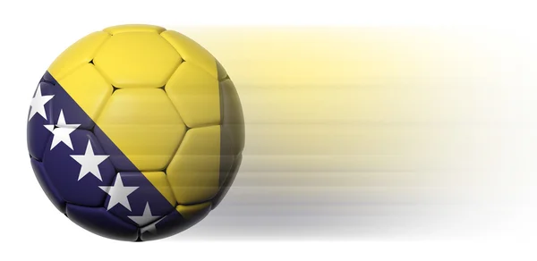 Soccer ball with Bosnia and Herzegovina flag in motion isolated — Stock Photo, Image