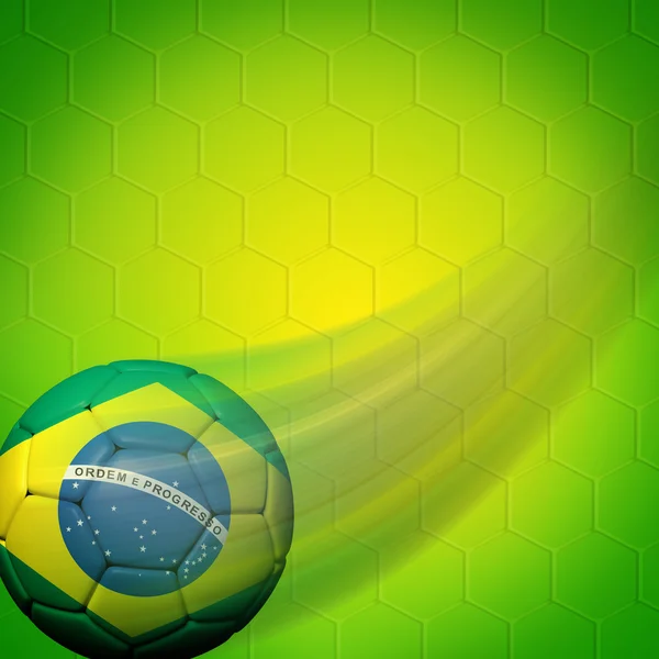 Soccer ball with Brazilian flag on color background — Stock Photo, Image