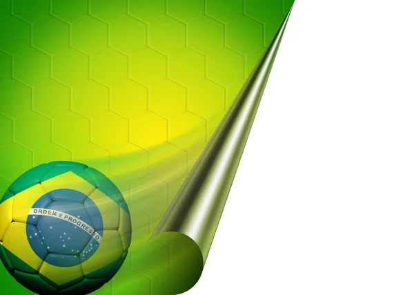 Pallone da calcio con bandiera brasiliana su sfondo colore — Foto Stock