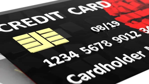 Black- red credit card closeup — Stock Photo, Image