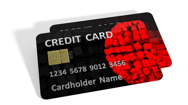 Due carte di credito nere isolate su bianco — Foto Stock