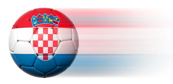 Ballon de football avec drapeau croate en mouvement isolé — Photo