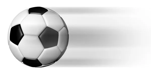 Balón de fútbol en movimiento aislado en blanco — Foto de Stock