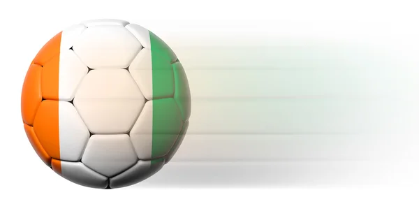 Soccer ball with Ivorian flag in motion isolated — Stock Photo, Image