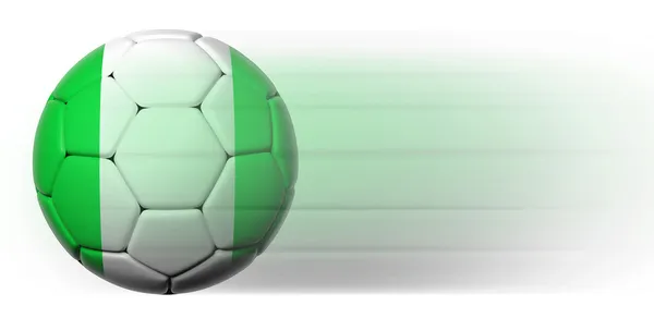 Ballon de football avec drapeau nigérian en mouvement isolé — Photo
